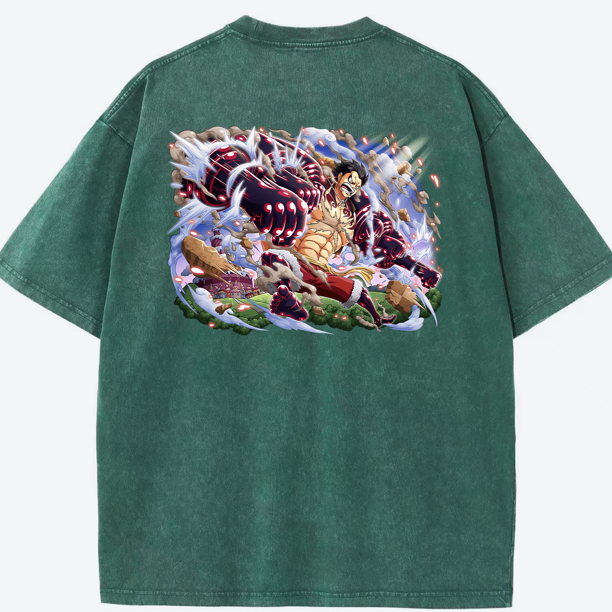 ワンピース モンキー・D・ルフィ ONE PIECE Monkey D. Luffy 綿100% ヴィンテージ風 半袖Tシャツ（背面プリント）